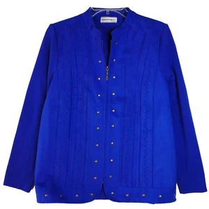 Allison Daley Womens Size M Front Zip Jacket Top Front Faux Suede Blue - Picture 1 of 14