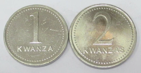 ANGOLA 2 COINS ONE AND TWO KWANZAS 1999 KM 97/98 Cover
