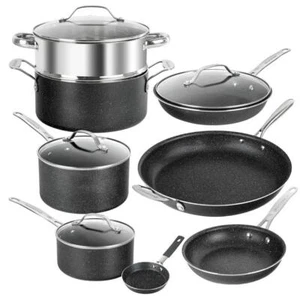 Granitestone 12 Pcs Diamond Infused Non-Stick Aluminum Glass Lid Cookware Set - Picture 1 of 9
