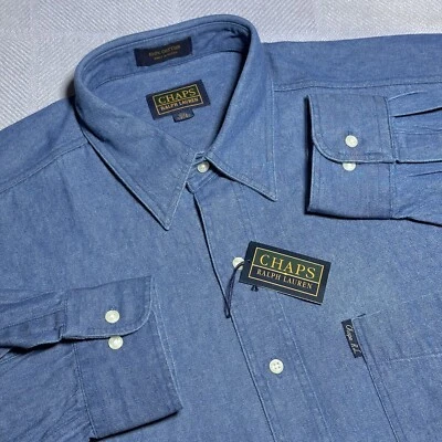 NEW Vintage 1990s Chaps Ralph Lauren Denim Button Up Shirt Men’s 16.5 32/33 NWT - Image 1 of 4
