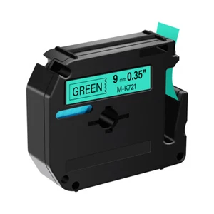 1×Compatible Brother P-Touch M-K721 M721 Ruban étiqueteuse Noir sur vert 9mm - Photo 1/4