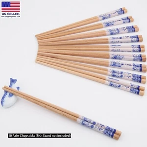 10 Paar Essstäbchen 9,5" Buchenholz wiederverwendbar schönes Geschenk für Freunde Familie - Bild 1 von 7