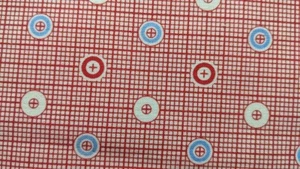 10"x44" Fabric Marcus Brothers Textiles Red Grid with Circles Design  - Picture 1 of 3