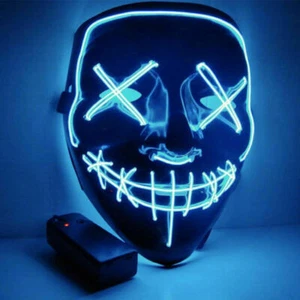 2X Halloween Clubbing Light Up LED Mask Costume Rave Cosplay Party Purge 3 Modes - Picture 1 of 11