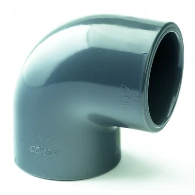 PVC Elbow x 90o  :  Metric (mm) & Imperial (Inch) - Image 1 of 2
