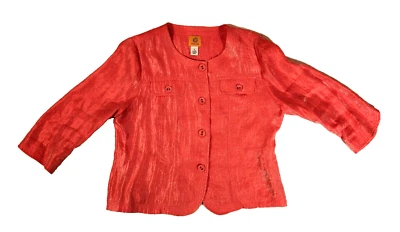Ruby Rd. Chaqueta coral metálica de 4 botones para mujer talla 14 sin cuello Foto 1 de 4