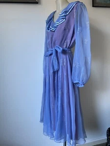 Louisette Sydney 70,s Fab Blue Frilled Maxi.Tag Says 14(12) - Picture 1 of 9