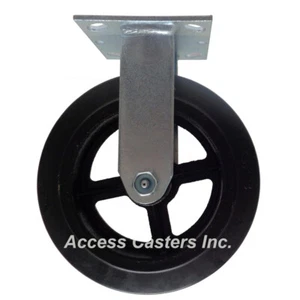 16MR08201R 8" x 2" Albion 16 Series Rigid Plate Caster, Moldon Rubber Wheel - Picture 1 of 3