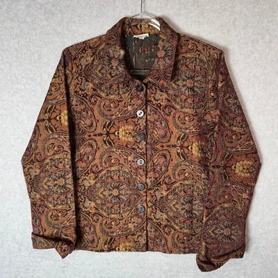 Chaqueta Blazer Habitat Mujer M Marrón Oscuro Tejido Tapiz Botón Bolsillos De Colección Foto 1 de 4