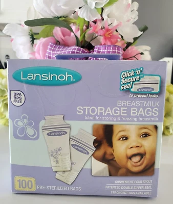 Lansinoh ~ Leche materna 🍼 Bolsas de almacenamiento 100 unidades ~ GRATIS DE BPA/BPS ~ Nuevo ~ Sellado ~ Foto 1 de 3