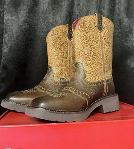 Justin Boots Women's Size 7 B GY9530 Starlina 11" Tan Frenzy Perfed Saddle NEW - Picture 1 of 6