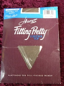 HANES FITTING PRETTY Control Top Queen 4X Sandalfoot Sheer Town Taupe NOS - Picture 1 of 4