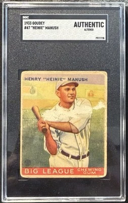 1933 Goudey #47 Henry "Heinie" Manush - Senadores de Washington Foto 1 de 2