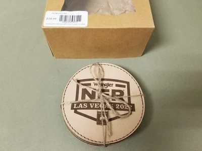 Nuevo juego de 4 posavasos redondos de cuero Pro Rodeo NFR. Foto 1 de 4
