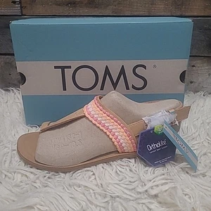 TOMS BREE HONEY WOVEN TRIM THONG SANDAL Sz 8 NIB - Picture 1 of 9