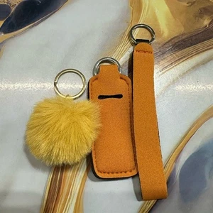 NEW keychain set lip balm holder & wristlet (5 inches) & pom pom - Picture 1 of 2