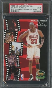 POP 2 PSA 9 MICHAEL JORDAN 1998 UD AUTHENTICATED SIXTH CHAMPIONSHIP JUMBO NO 10s - Picture 1 of 2