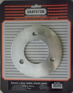 Grayston Pack Of 2 Universal Wheel Spacers Shims 3mm 3 Stud PCD 98mm Pair - Picture 1 of 1