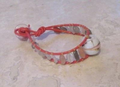 Лунный камень браслет натуральный многоцветный лунный камень w винтажное стекло на коже - Изображение 1 из 4