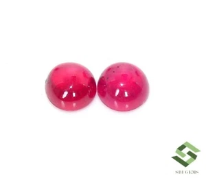 Par de cabujones redondos de rubí natural de 8 mm 7,37 CTS piedras preciosas sueltas calibradas en buen estado - Imagen 1 de 7