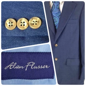 Alan Flusser Men's Blue Blazer Sport Coat Sz 38S 2 Button Vented #0361 - Picture 1 of 8