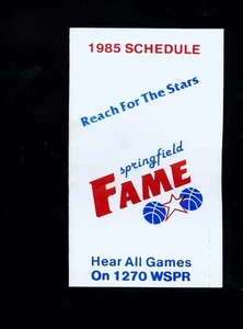 *1985 Springfield Fame USBL minor league basketball 4-fold schedule (WSPR) - Picture 1 of 1
