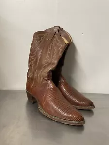 Justin Cowboy Boots Brown Point Toe Size 8B Fast Ship, Vintage - Picture 1 of 11