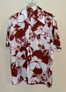 Vintage Mr. Hawaii, Inc. braun & weiß Hibiskus Kurzarm Hemd Größe Large - Bild 1 von 7