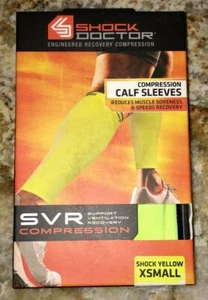 SHOCK DOCTOR SVR Yellow Compression Calf Sleeves XS Calf Circumference 10.5-12" - Picture 1 of 4