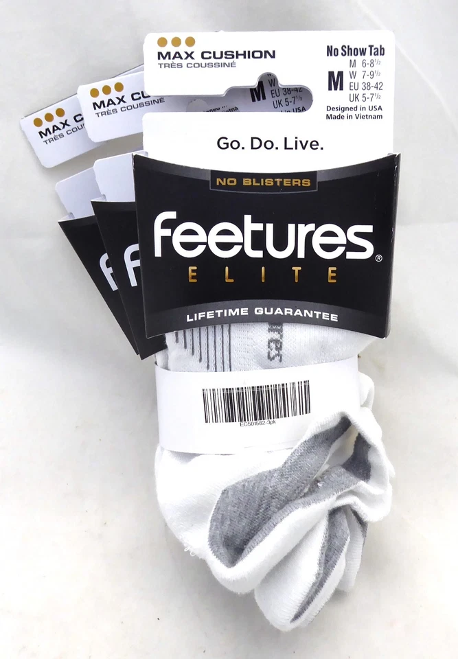 Cojín Feetures Elite Max No Show Tab, Blanco, SM-LG, Unisex, 3 Pares Foto 1 de 1