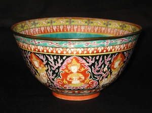 Antike chinesische Benkarong Benjarong Schale aus dem 19. Jahrhundert für den thailändischen Markt - Bild 1 von 24