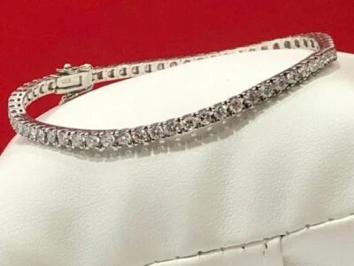 Bracciale tennis uomo donna oro 18 kt 750% diamante brillante 3.25 ct F/color vs - Immagine 1 di 4