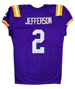 JUSTIN JEFFERSON CUSTOM GAME-CUT STYLE LSU TIGERS SIGNED JERSEY BECKETT COA - Picture 1 of 2