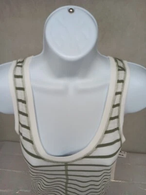 CAMISETA SIN MANGAS CASLON MUJER XXS VERDE Y BLANCO RAYAS OVERSIZE NUEVA CON ETIQUETAS Foto 1 de 4