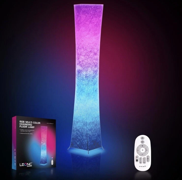 Lámpara de pie LEONC RGB multicolor cambiante tela Tyvek pantalla iluminación moderna Foto 1 de 4