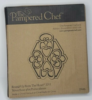 New Pampered Chef Round-up From The Heart 2011 Cast Metal Trivet 2946 Copper Top - Image 1 of 4