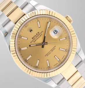 2019 Rolex Datejust 41 Two-Tone Champagne Dial Fluted Oyster Band 126333 w/ Card - Picture 1 of 11