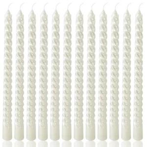 10 Inch Metallic White Spiral Taper Candles Set for Holiday Decor 12 Pack Uns... - Picture 1 of 9