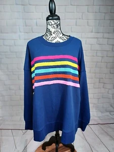Cabana women's long sleeve striped popover swat shirt size xxl NWT oversize b17 - Picture 1 of 10