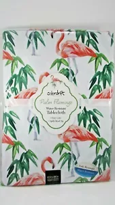 NEW Palm Flamingo Water Resistant Tablecloth 60 x 84 Inches Oblong by Colordrift - Picture 1 of 4
