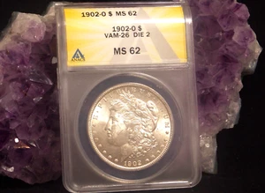 1902 O Morgan Silver Dollar * BRIGHT WHITE * MS 62 VAM 26 DIE 2 - Picture 1 of 10