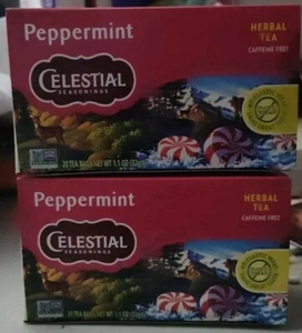 2 New Celestial Seasonings Peppermint Herbal Tea Caffeine Free 20 Count Each - Picture 1 of 1
