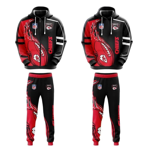 Kansas City Chiefs Mens Hoodie Suits Casual Sweatshirt Jogging Pants Tracksuit Cover