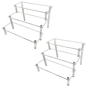 2 Packs Acrylic Display Risers,Clear Display Risers Stand Small Mini Shelf 3 ... - Picture 1 of 7