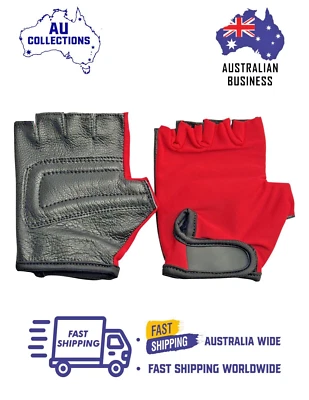 KIDS GLOVES / KIDS CYCLING GLOVES / PLAYING GLOVES / RED , COMFY LEATHER - Image 1 of 4