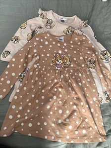Girl 4 -5 Years Long Sleeve Dress x 2 Paw Patrol 110cm 100% Cotton - Picture 1 of 4