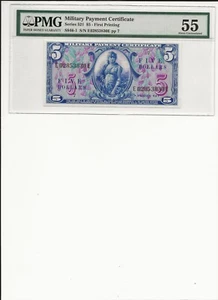 MPC Series 521 $5 1st Printing PMG 55 EPQ AU - MINOR REPAIR - Picture 1 of 2