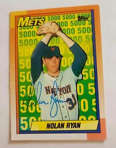 Nolan Ryan Signed Auto 1990 Topps Baseball Card #2 Beautiful Signature No CoA