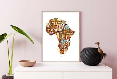 Map of Africa print, Africa wall art, African wall decor, africa travel poster - Image 1 of 3