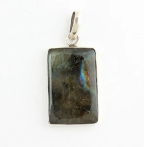 Labradorite Pendant Gemstone Pendant 925 Silver Jewelry Blue Shimmer Square - Picture 1 of 3